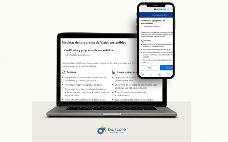 Booking.com reconoce la certificación de la startup valenciana Bioscore Sustainability y destaca sus alojamientos certificados como sostenibles